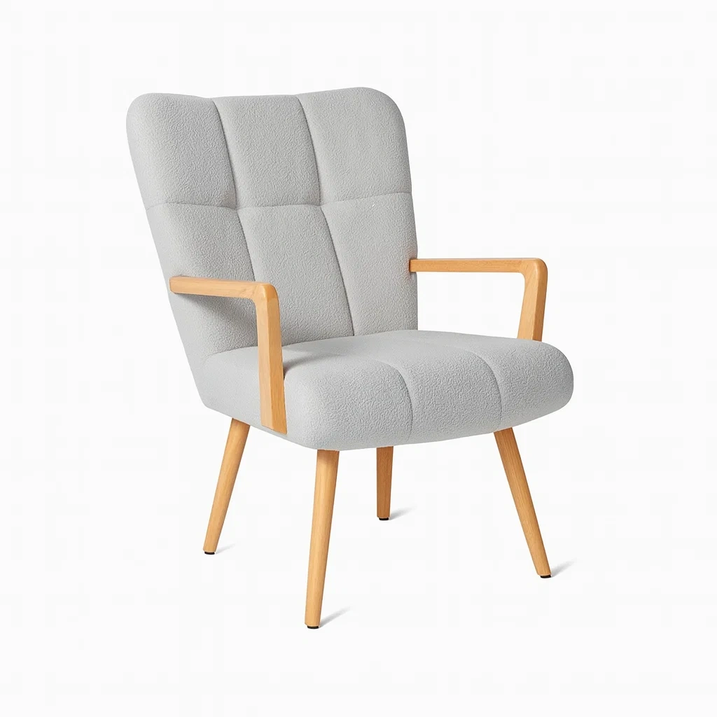 Poltrona in Legno e Tessuto Poliestere Grigio-MOBIDONA