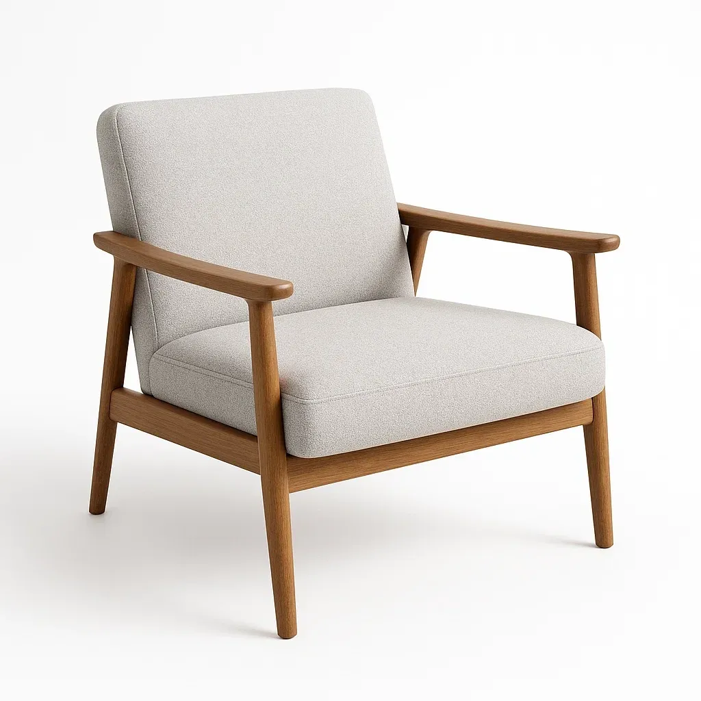 Poltrona in Legno e Tessuto Grigio Chiaro 80x75x75 cm-MOBIDONA