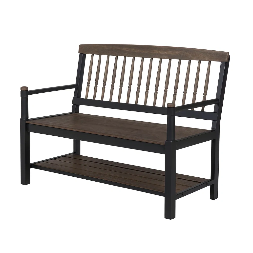 Panchina da giardino in Legno e Metallo Marrone-MOBIDONA