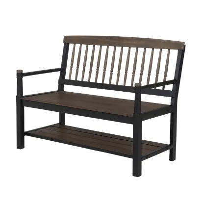 Panchina da giardino in Legno e Metallo Marrone-MOBIDONA