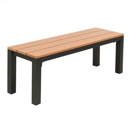 Panchina da giardino Rettangolare in Legno e Metallo Nero 120x40x45 cm-MOBIDONA