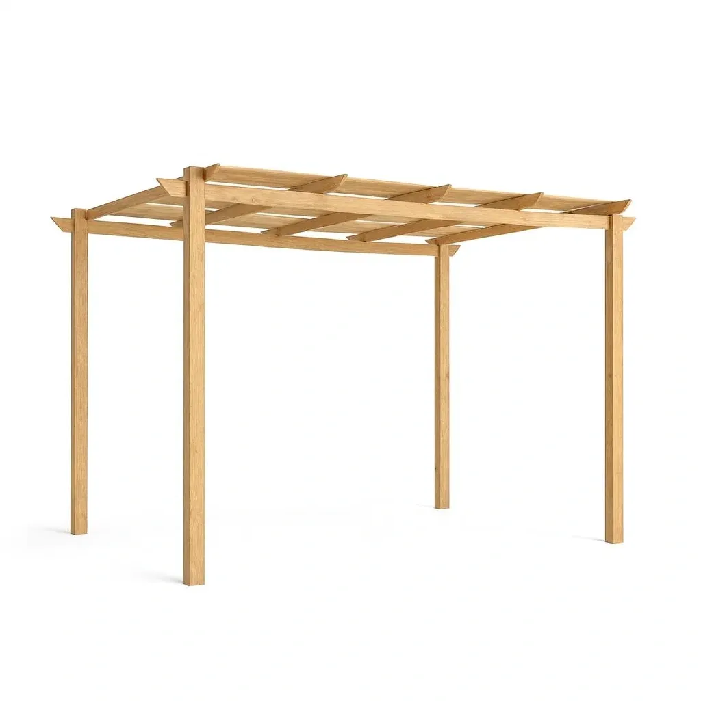 Pergolato in Legno Massello Naturale 300x300x250 cm-MOBIDONA