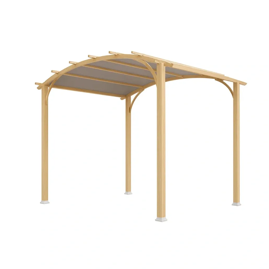 Pergolato in Legno Curvo con Tetto in Tessuto 300x298x220 cm-MOBIDONA