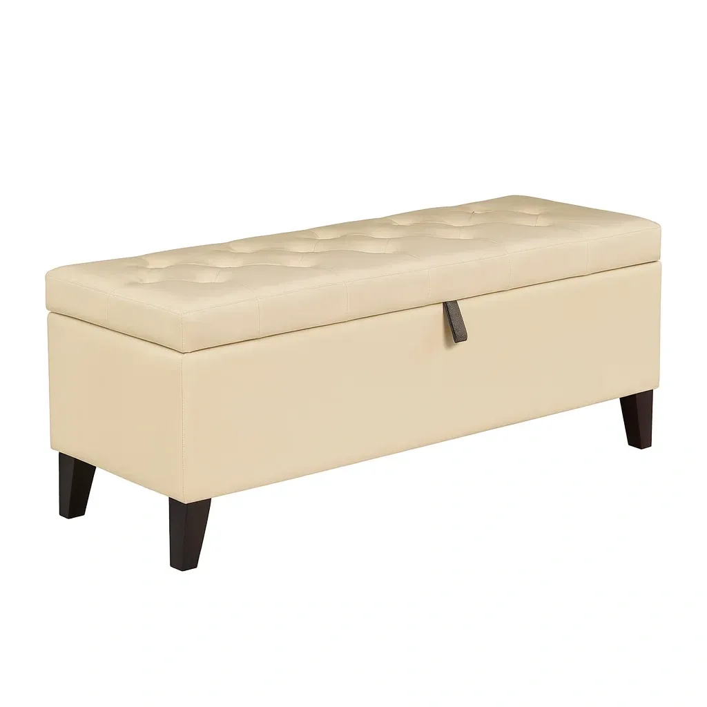 Panchina contenitore Rettangolare in Finta Pelle con Gambe in Legno-MOBIDONA