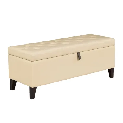 Panchina contenitore Rettangolare in Finta Pelle con Gambe in Legno-MOBIDONA