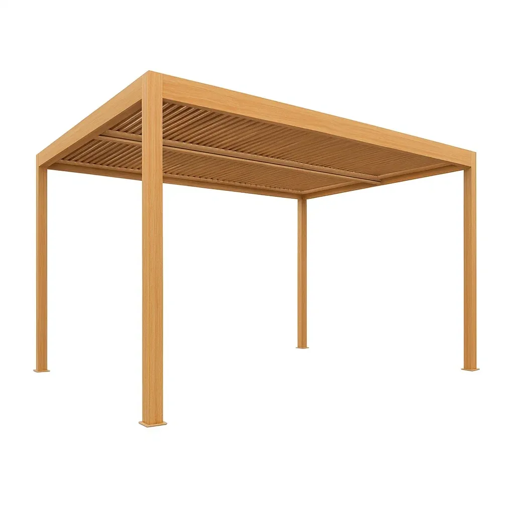 Pergolato Quadrato in Alluminio Colore Legno naturale-MOBIDONA