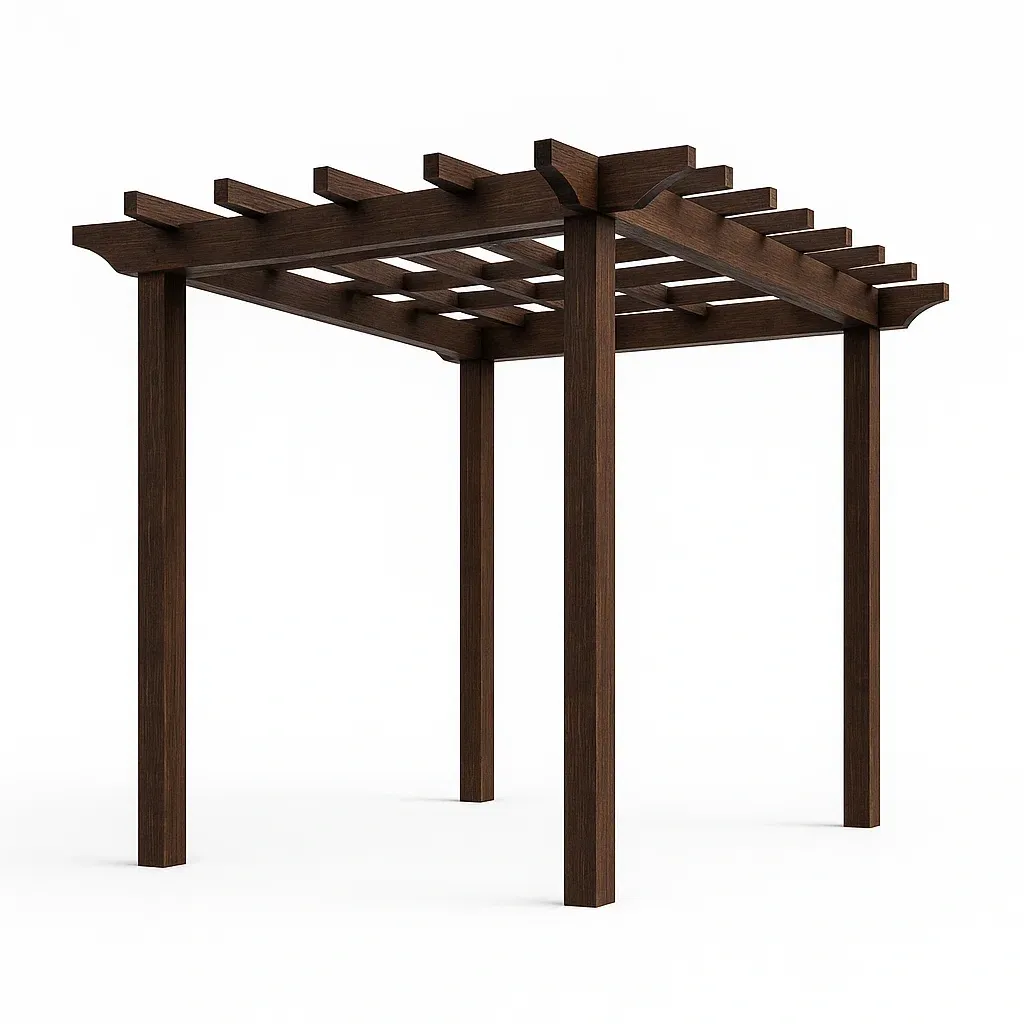 Pergolato in Legno Massello di Pino Marrone Scuro 300x300x250 cm-MOBIDONA