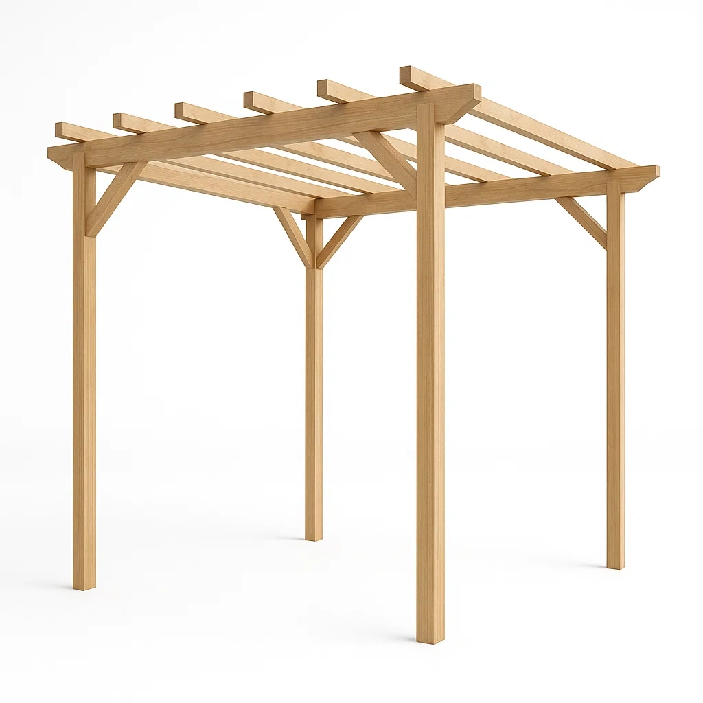 Pergolato in Legno Massello Naturale 300x300x240 cm-MOBIDONA