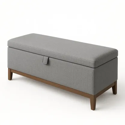 Panchina contenitore in Tessuto Grigio con Struttura in Legno-MOBIDONA