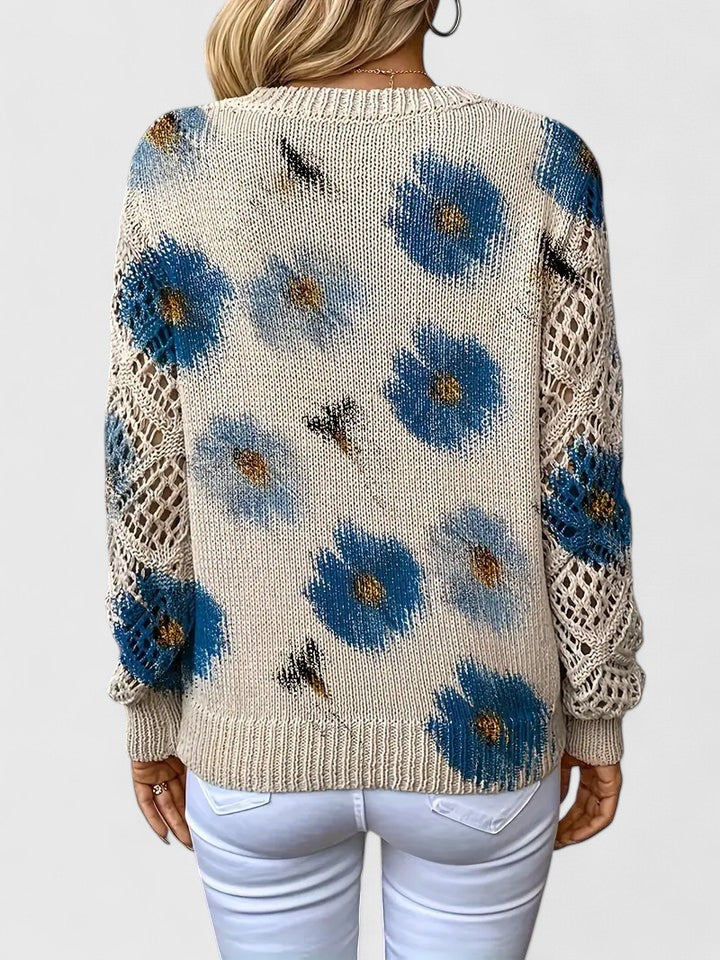 Elegant Sweater with Floral Pattern-wowopig