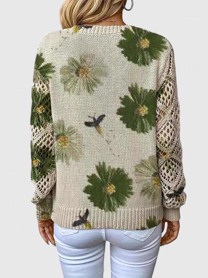 Elegant Sweater with Floral Pattern-wowopig