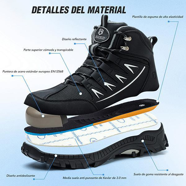 Zapatillas de trabajo de malla transpirable para hombres - zapatos de seguridad duraderos con protección de punta de acero, ajuste cómodo para todas las estaciones, suela EVA antideslizante