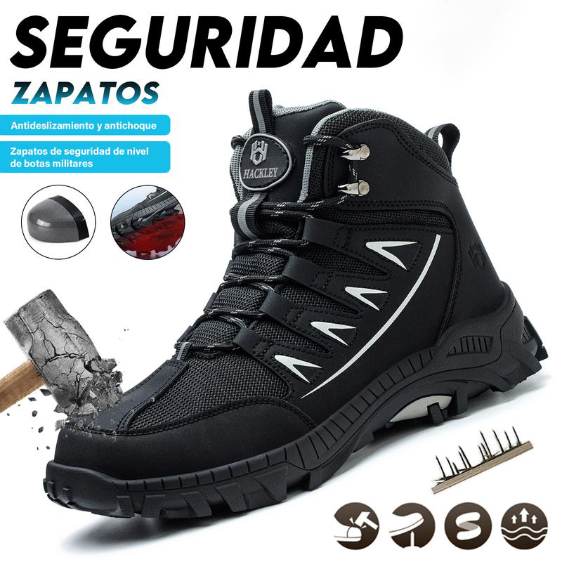 Zapatillas de trabajo de malla transpirable para hombres - zapatos de seguridad duraderos con protección de punta de acero, ajuste cómodo para todas las estaciones, suela EVA antideslizante
