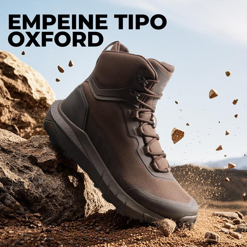 Botas de seguridad y militares de caña alta, color negro, fabricadas con tejido Oxford, forro de malla, cuero vegano y suela de goma ETPU, ideales para actividades al aire libre y trabajos de seguridad para hombres.
