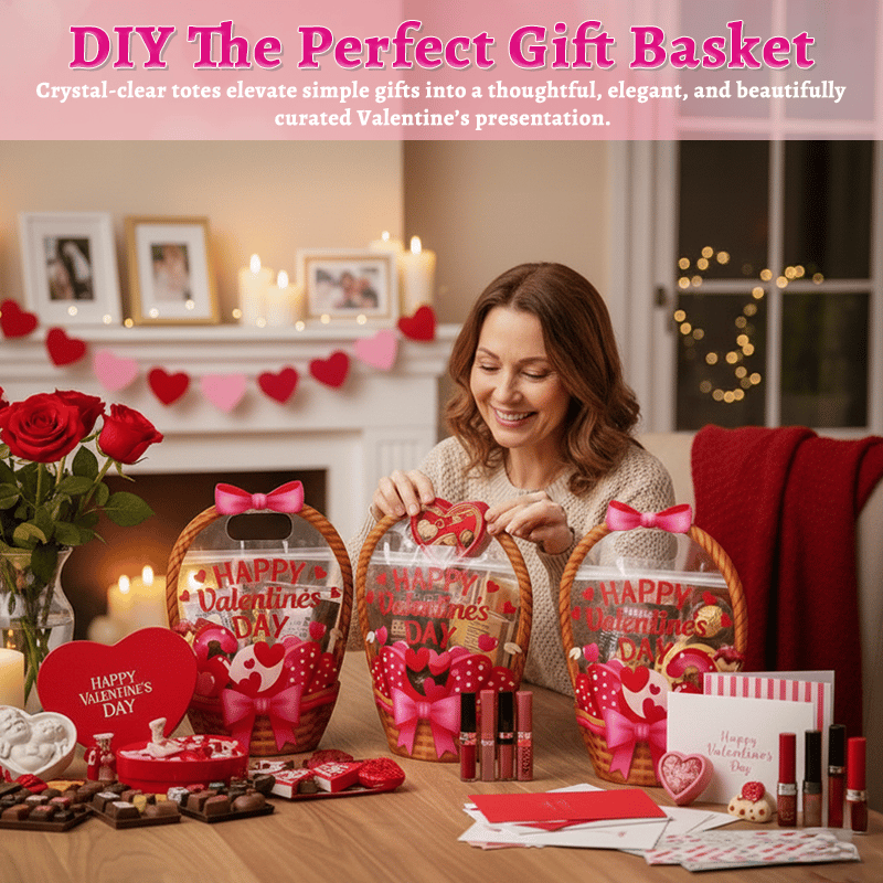 Valentine's Day Clear Gift Tote Bags