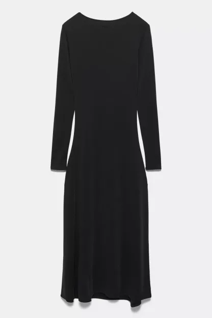 Vestito midi cupro fluido drappeggiato