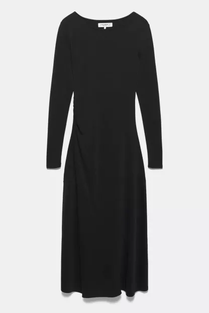 Vestito midi cupro fluido drappeggiato