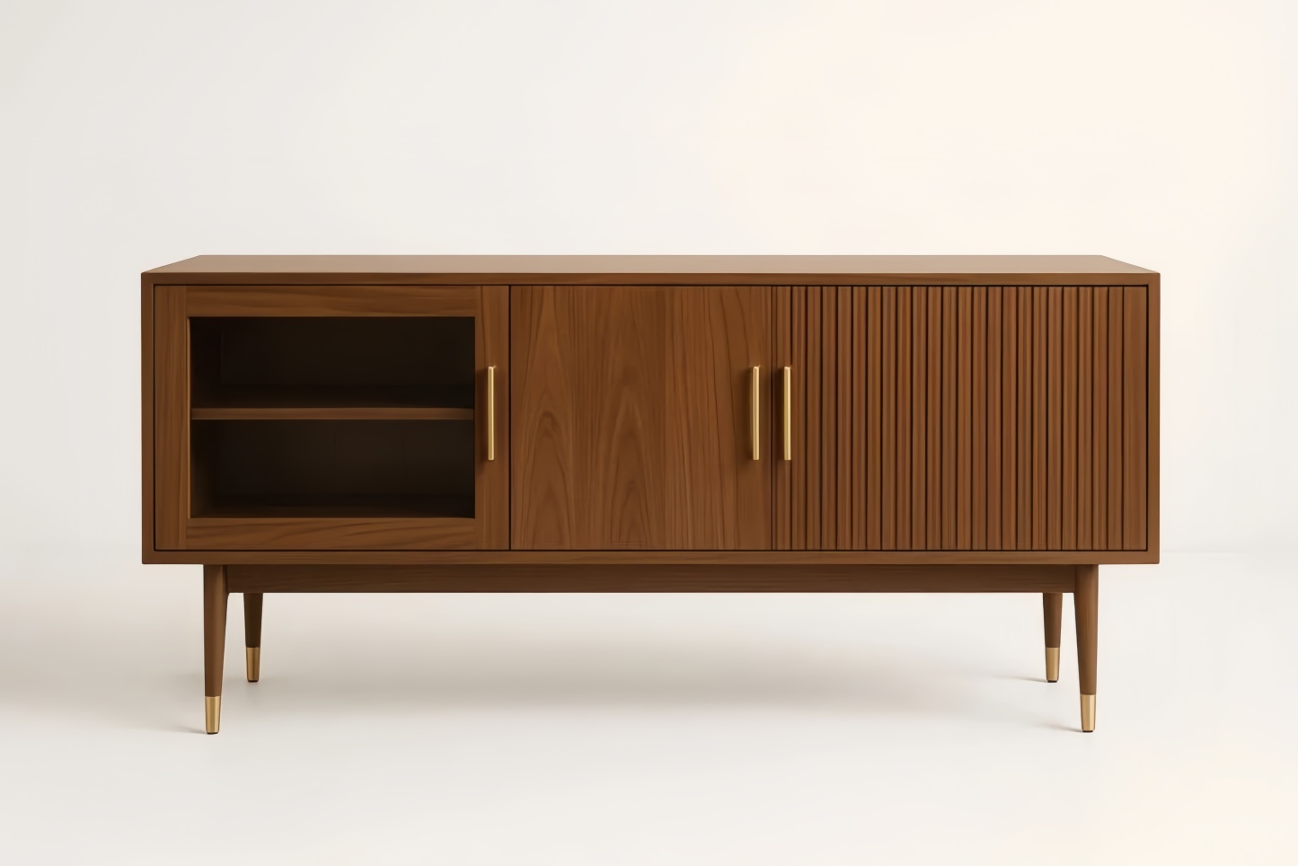 Credenza in Legno Noce con Ante e Ripiani 160x45x70 cm