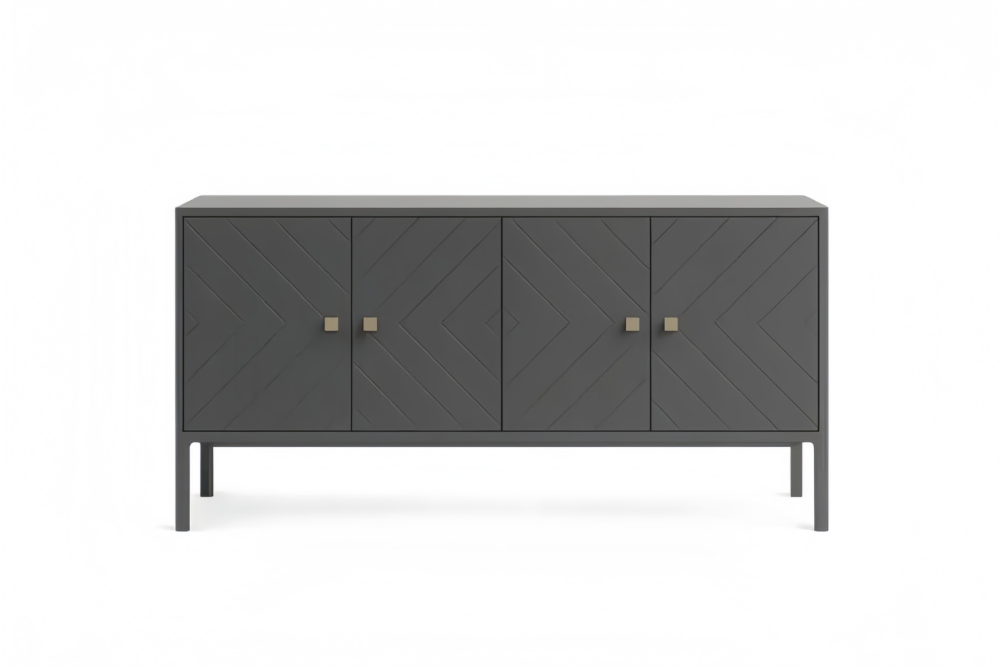 Credenza in MDF Grigio con Quattro Ante 160x40x80 cm(Lu×L×H)