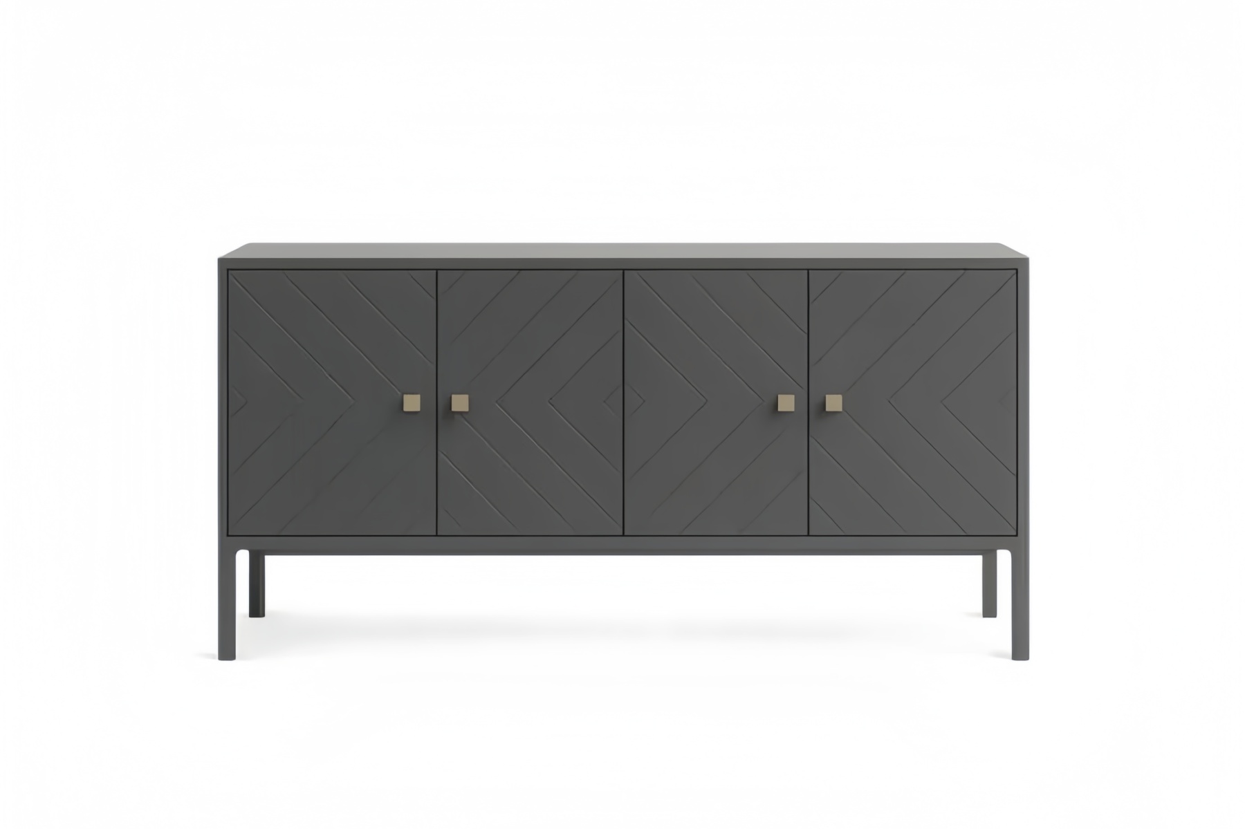 Credenza in MDF Grigio con Quattro Ante 160x40x80 cm(Lu×L×H)