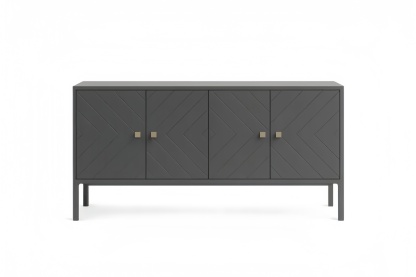 Credenza in MDF Grigio con Quattro Ante 160x40x80 cm(Lu×L×H)