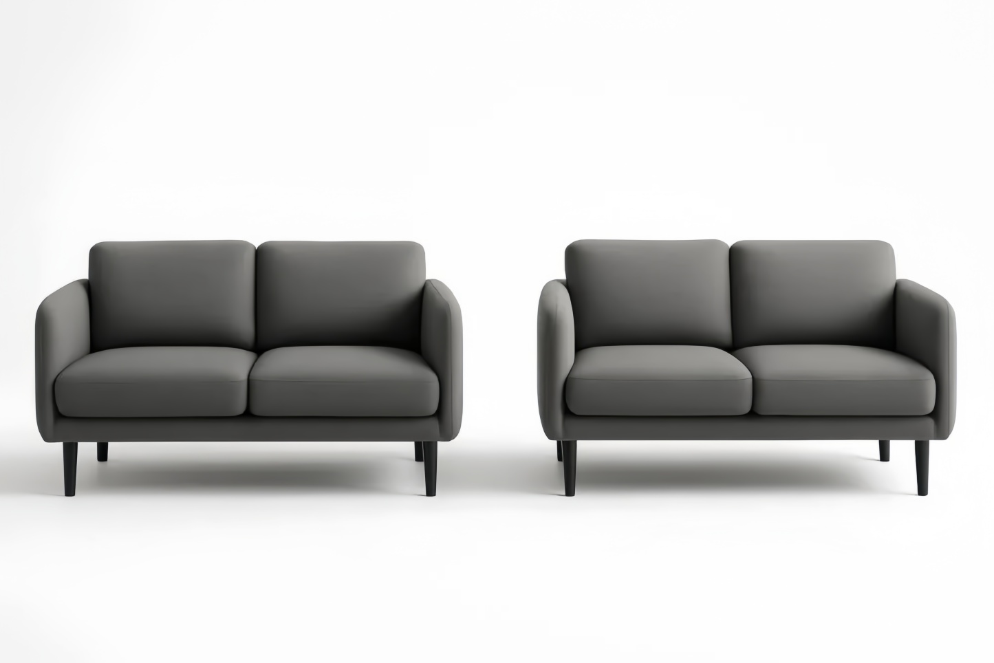 Set di Divani a 2 Posti in Tessuto Poliestere Grigio con Gambe in Legno