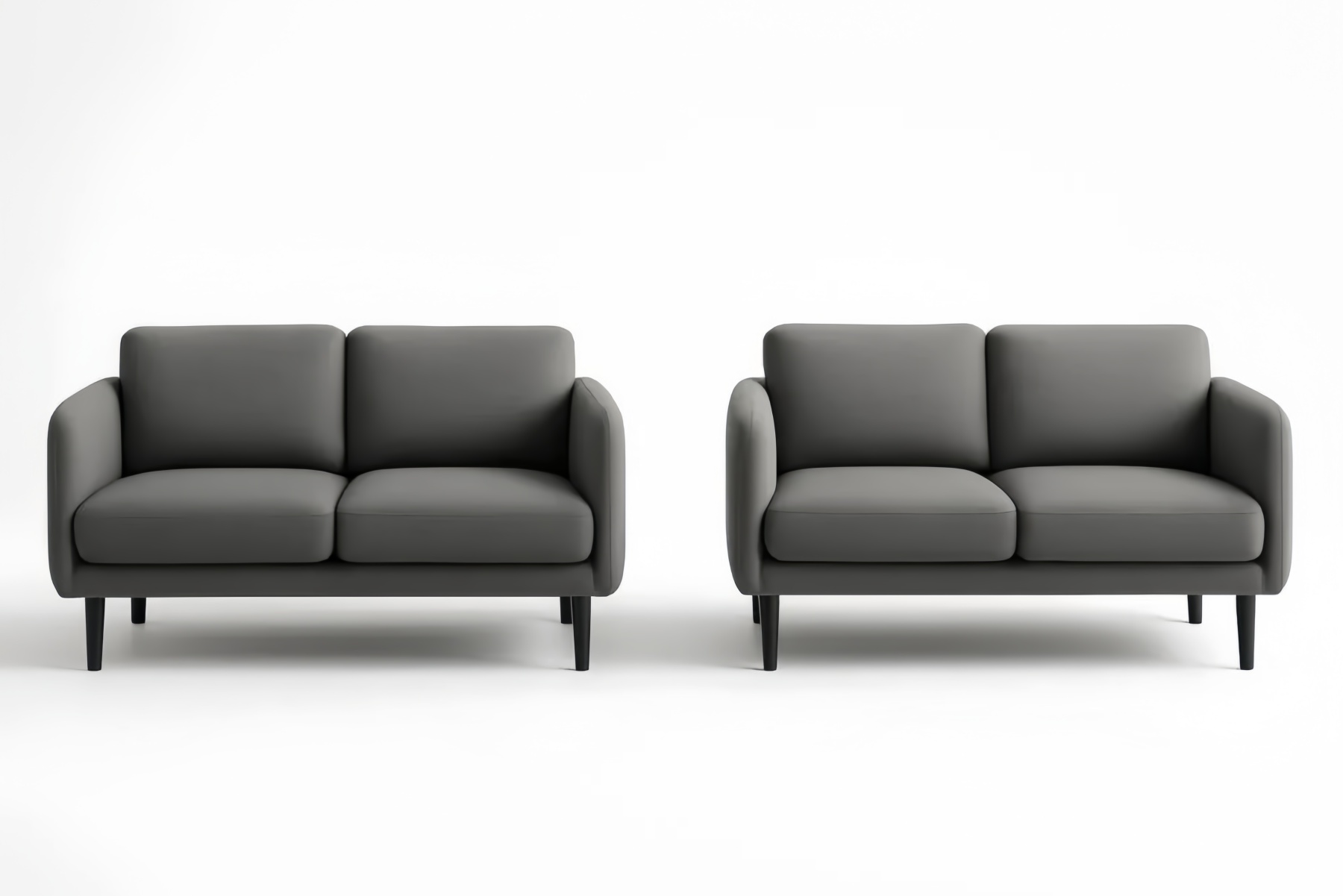 Set di Divani a 2 Posti in Tessuto Poliestere Grigio con Gambe in Legno