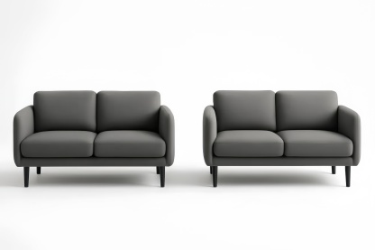 Set di Divani a 2 Posti in Tessuto Poliestere Grigio con Gambe in Legno