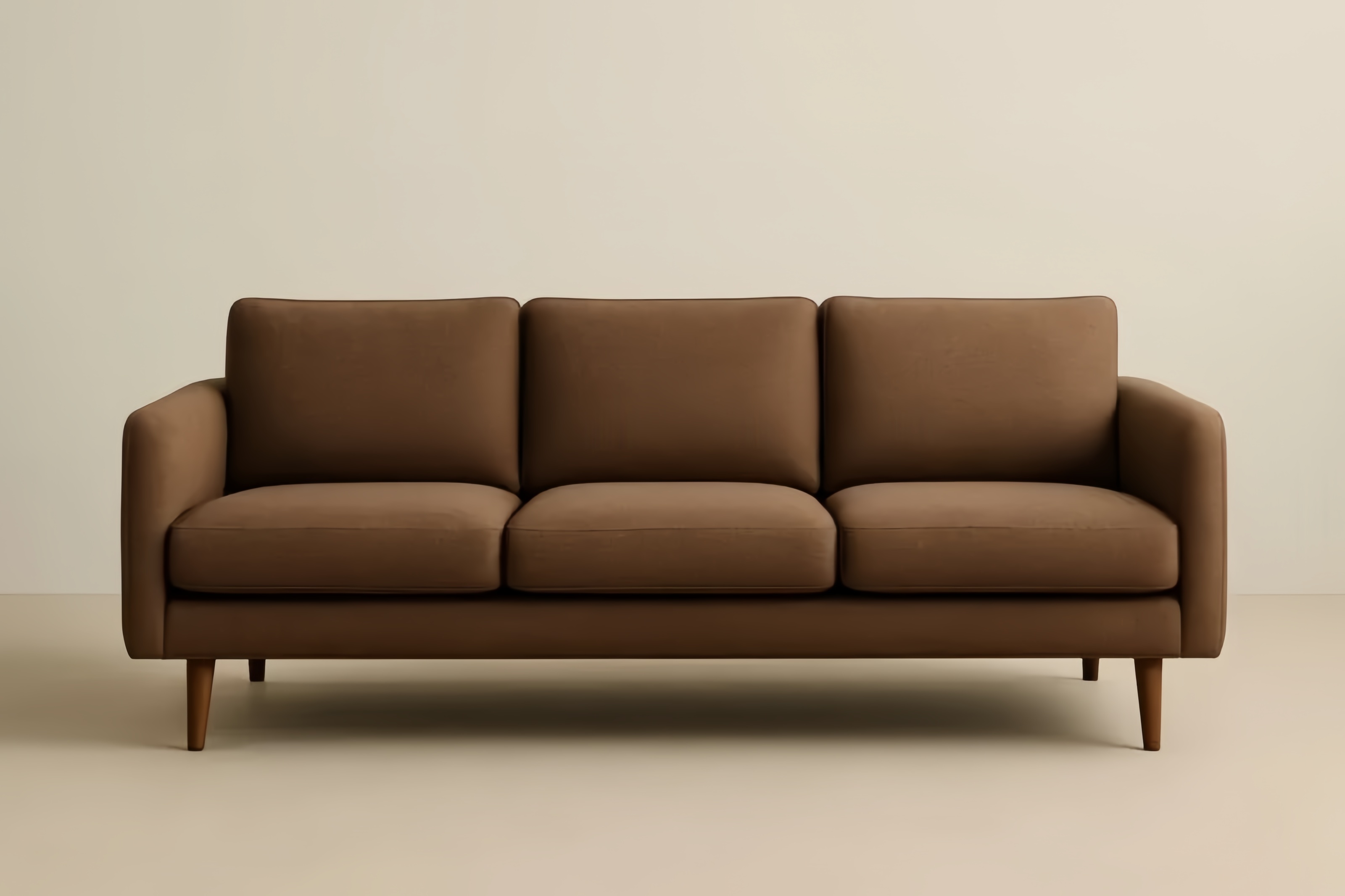 Divano a tre posti tessuto poliestere marrone 210x85x85 cm