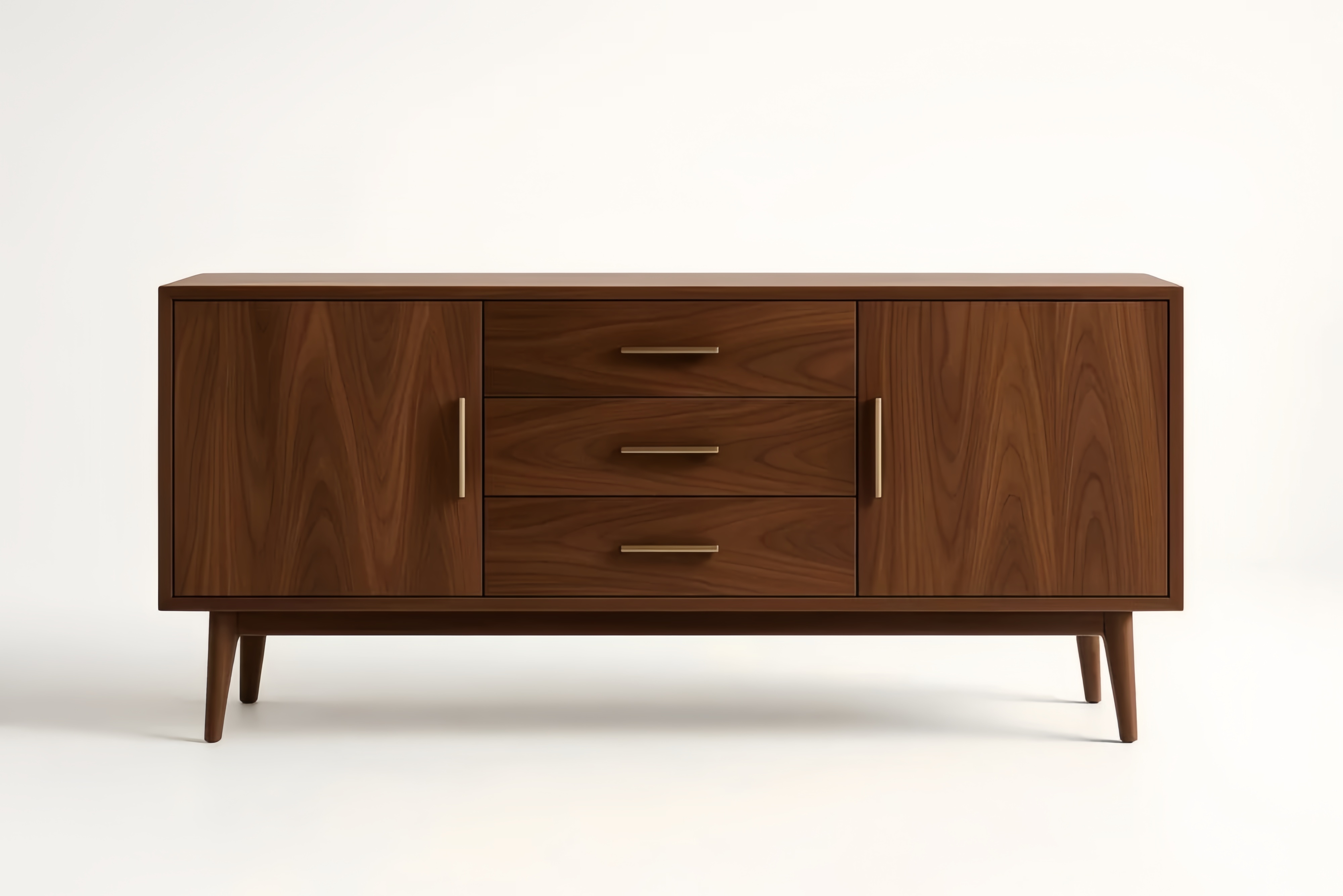 Credenza in Legno di Noce con 3 Cassetti e 2 Ante