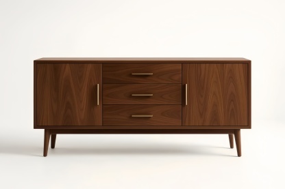 Credenza in Legno di Noce con 3 Cassetti e 2 Ante