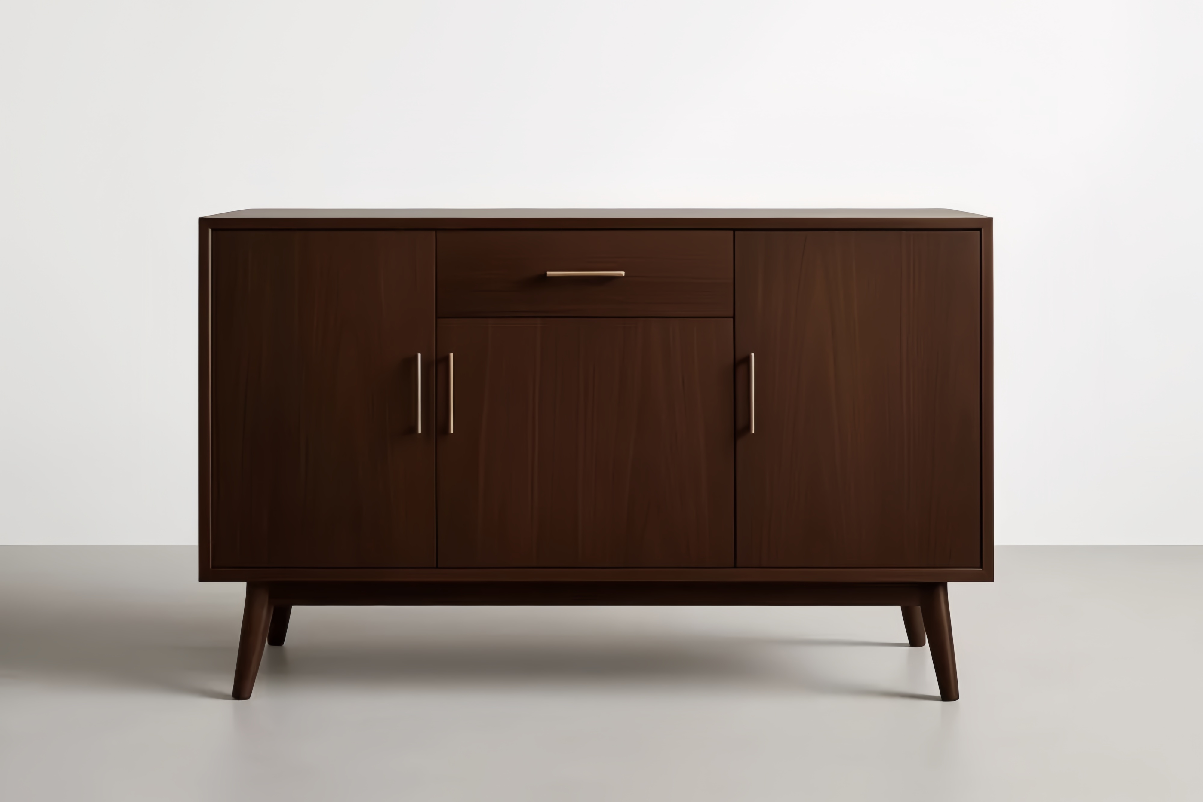 Credenza in Legno Noce con 3 Ante e 1 Cassetto