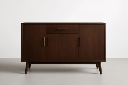 Credenza in Legno Noce con 3 Ante e 1 Cassetto