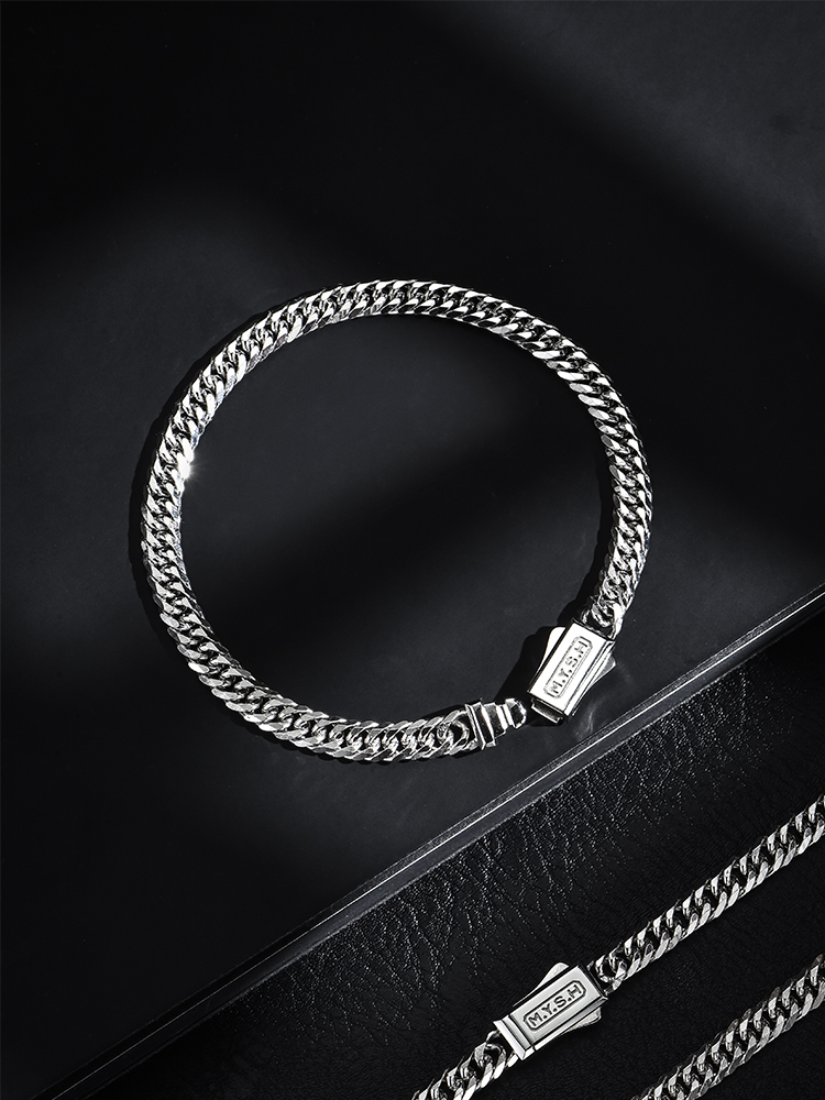 S925 Silver Small Square Cuban Link Bracelet