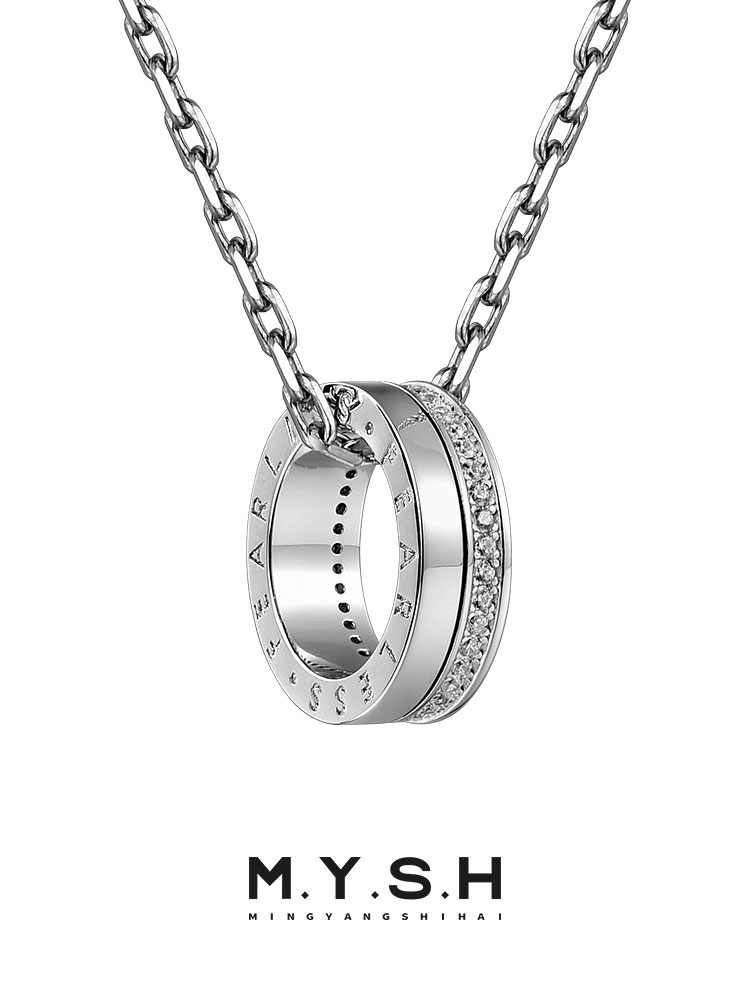 S925 Silver Lettered Mini Waist Circle Pendant Necklace-MYSH
