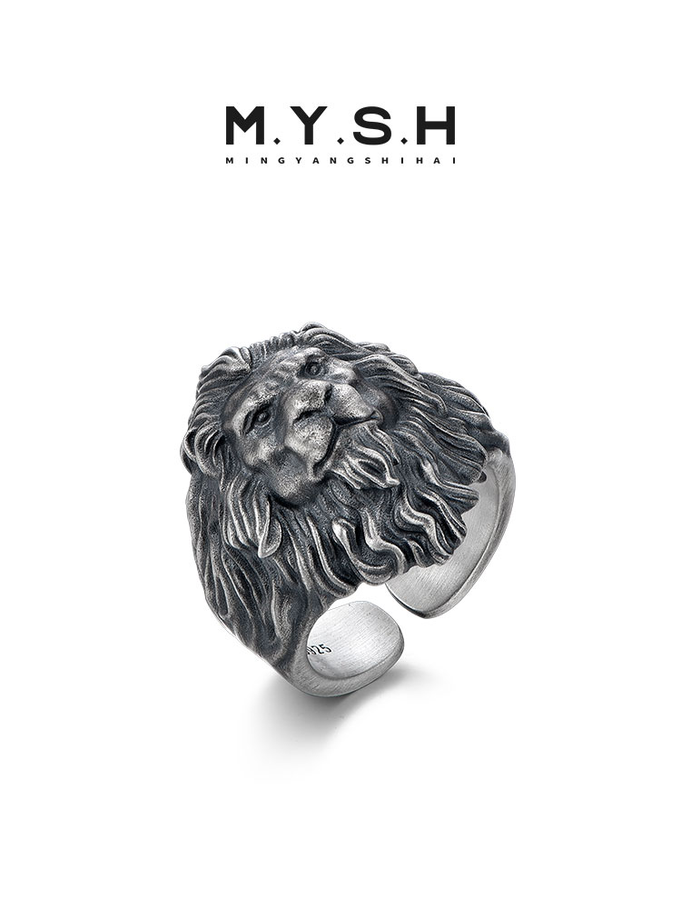 S925 Silver 3D Lion King Wide Ring-MYSH