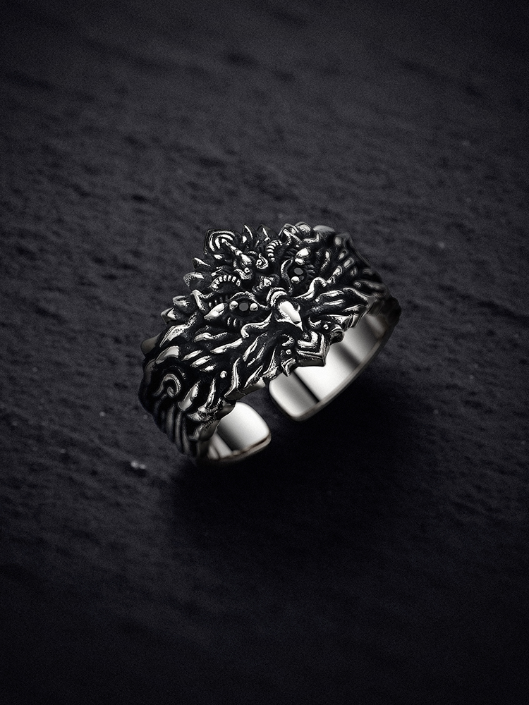 S925 Silver 3D Mythical Roc Bird Open Cuff Ring