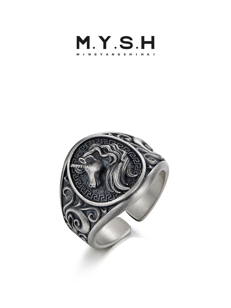 S925 Silver 3D Unicorn Statement Ring for Men