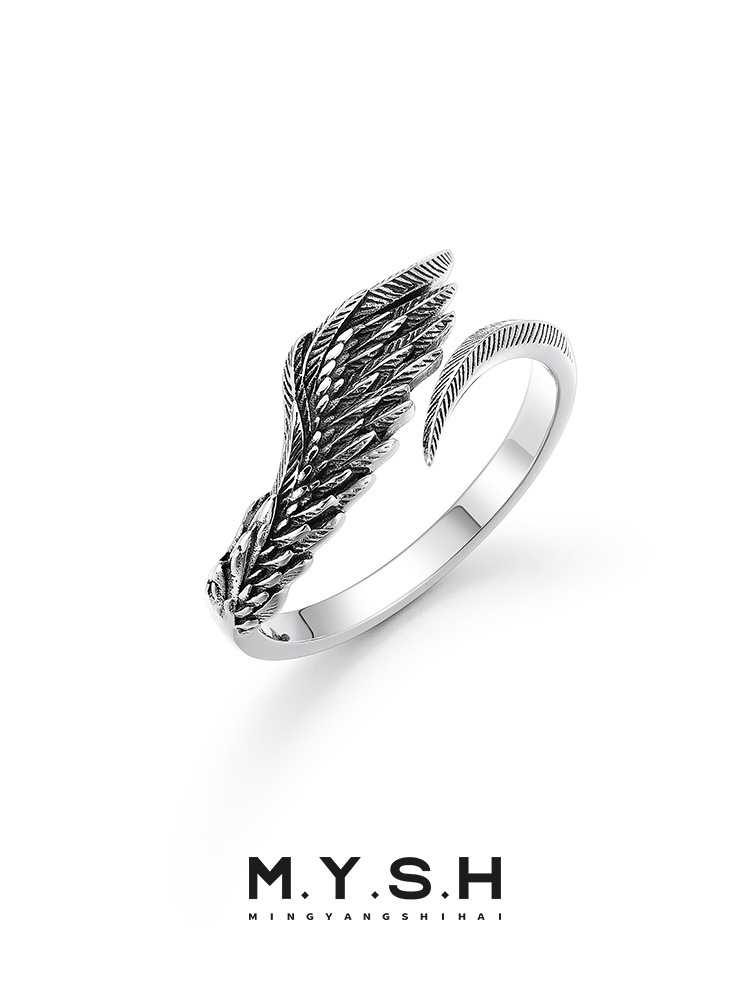 Sterling Silver Angel Wing Ring-Vintage Silver