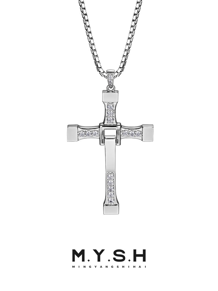 Sterling Silver Diamond Cross Pendant Necklace