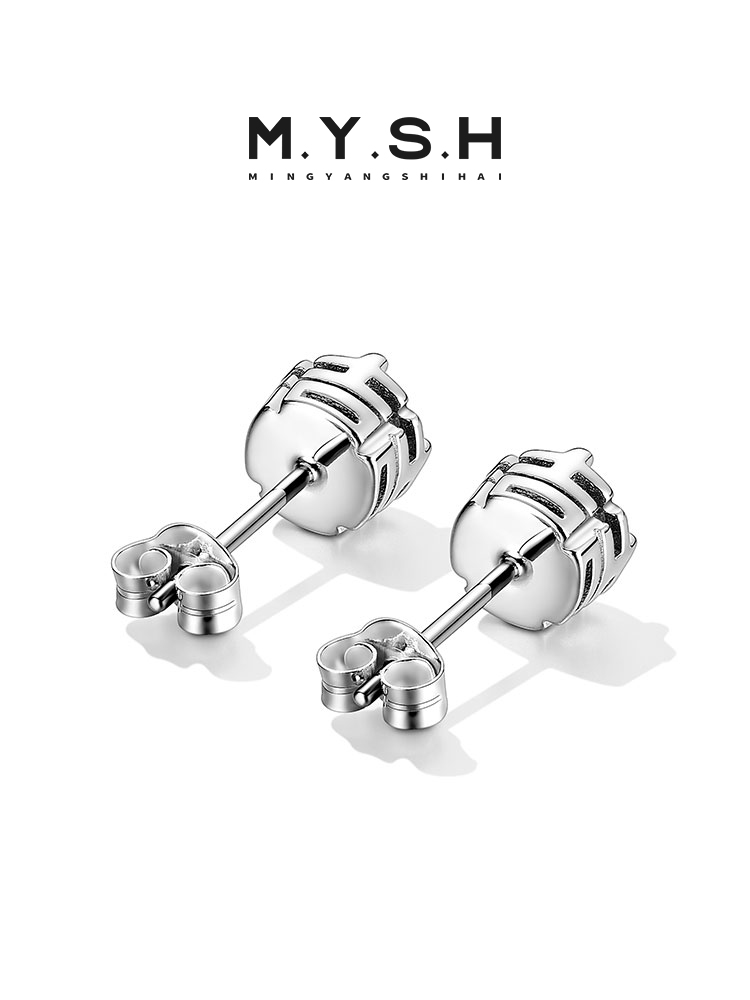 S925 Silver Black Onyx Prong-Set Stud Earrings (Pierced / Clip-on)