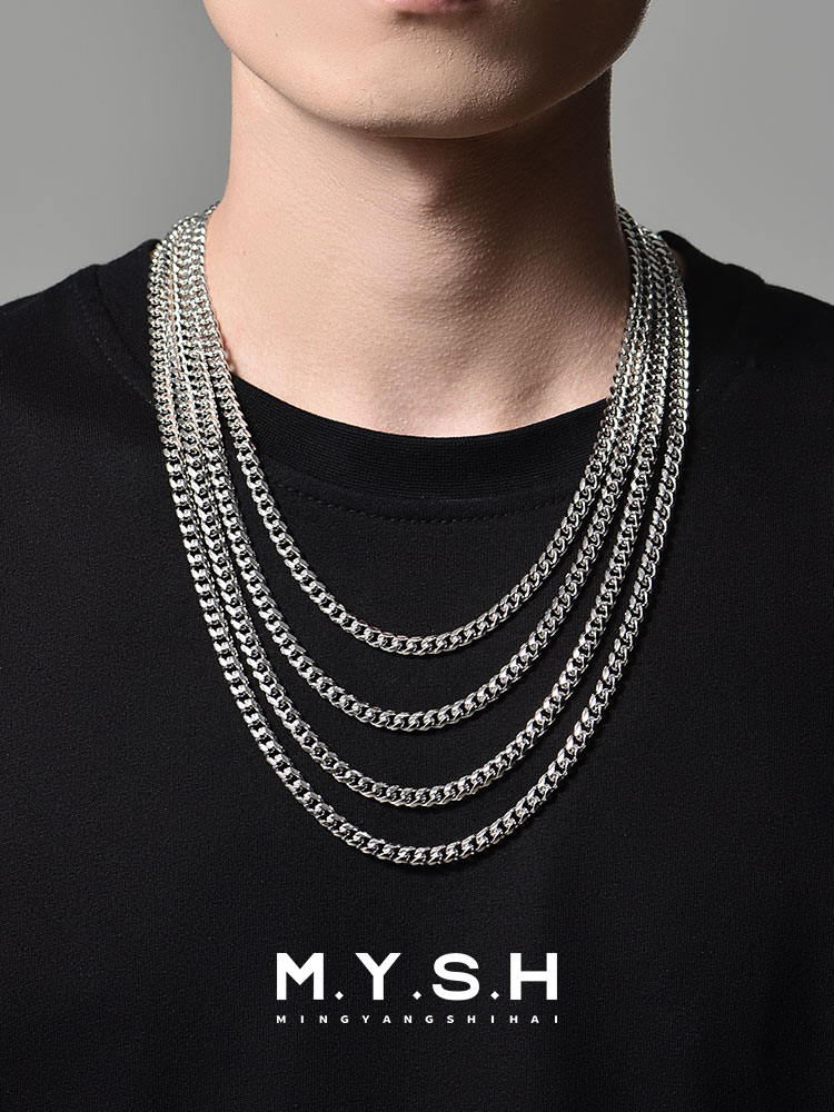 S925 Silver Thick American Cuban Link Chain Necklace