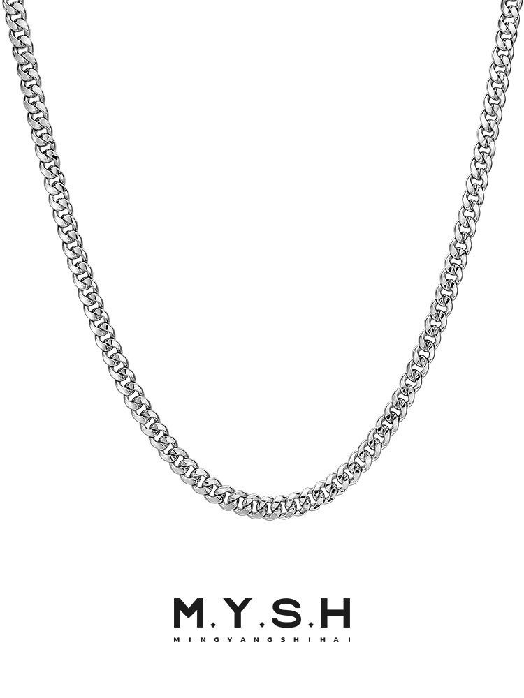 S925 Silver Thick Cuban Link Chain Necklace