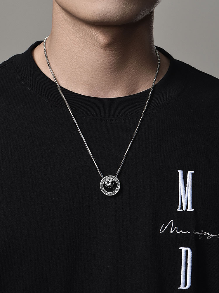 S925 Silver 3D Rotating World Cup Soccer Pendant Necklace