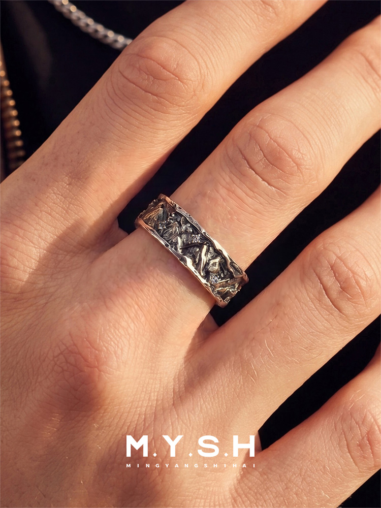 S925 Silver Mountain Sea Vow Ring