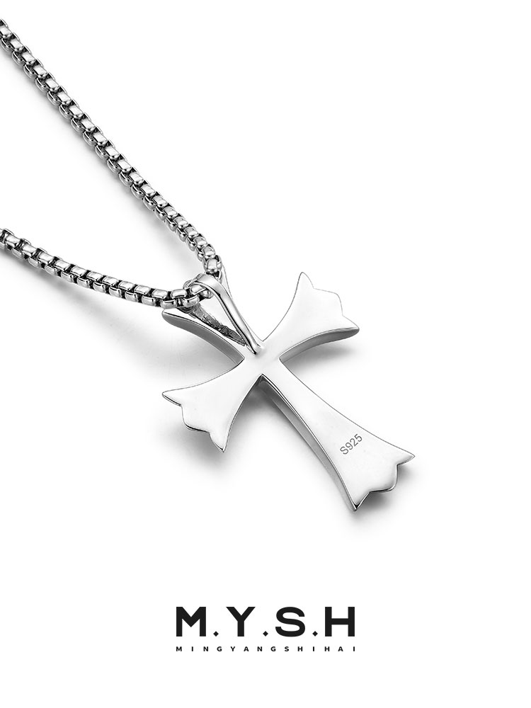 S925 Sterling Silver Gothic Sculpted Cross Pendant