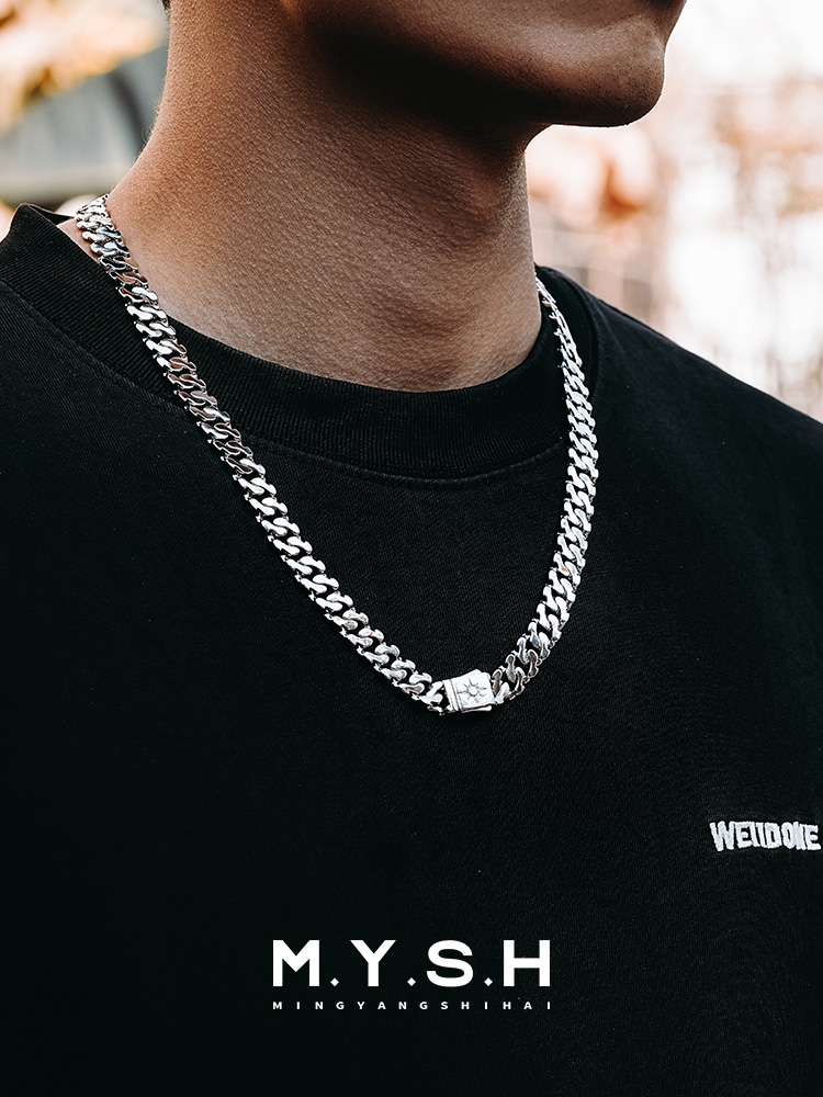 S925 Silver Sun Totem Cuban Link Chain Necklace