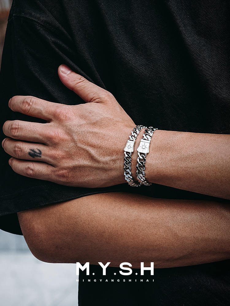 S925 Silver Sun Cuban Link Bracelet