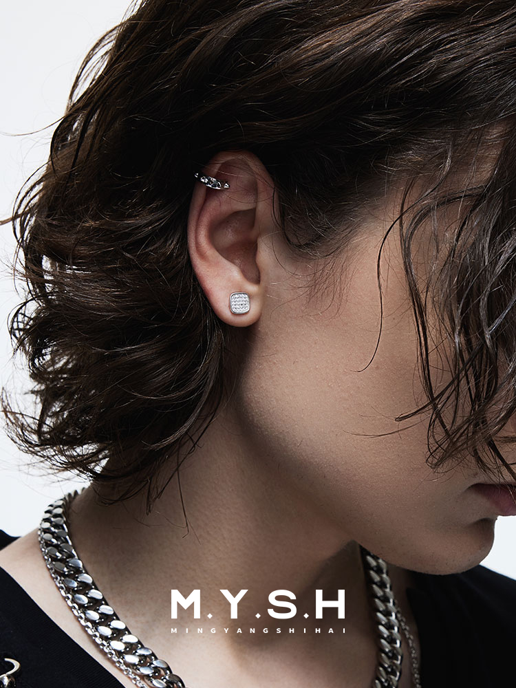 S925 Silver Two-Tone Reversible Square Stud Earrings