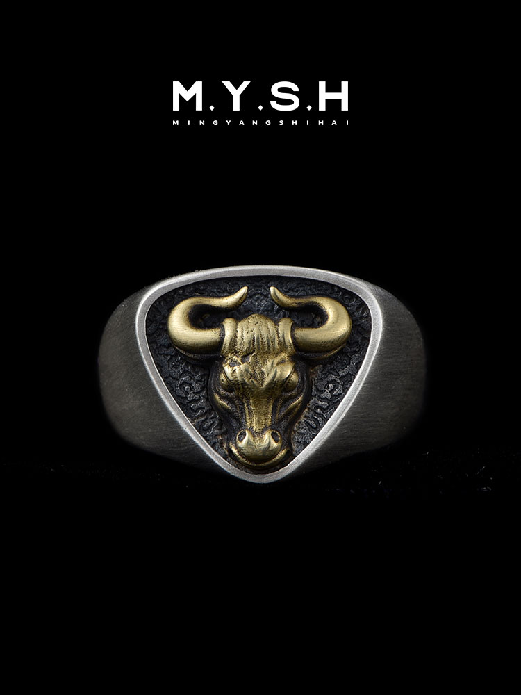 Custom S925 Silver 3D Bull Head Ring